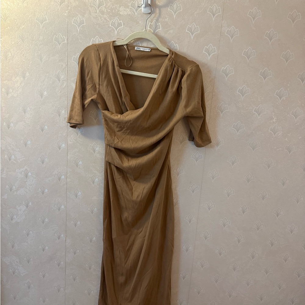 Zara Tan Long Sleeve Dress